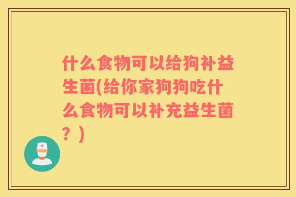 什么食物可以给狗补益生菌(给你家狗狗吃什么食物可以补充益生菌？)
