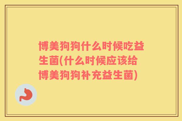 博美狗狗什么时候吃益生菌(什么时候应该给博美狗狗补充益生菌)