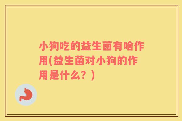 小狗吃的益生菌有啥作用(益生菌对小狗的作用是什么？)