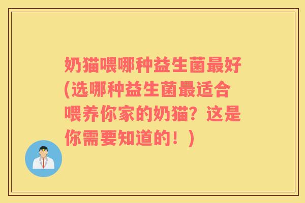 奶猫喂哪种益生菌最好(选哪种益生菌最适合喂养你家的奶猫？这是你需要知道的！)