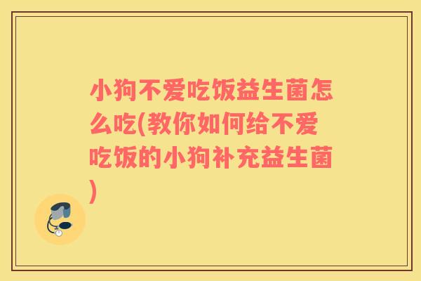 小狗不爱吃饭益生菌怎么吃(教你如何给不爱吃饭的小狗补充益生菌)