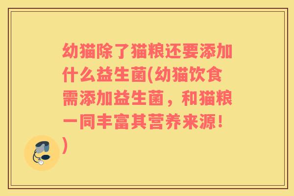 幼猫除了猫粮还要添加什么益生菌(幼猫饮食需添加益生菌，和猫粮一同丰富其营养来源！)