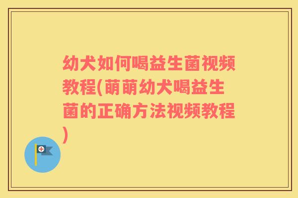 幼犬如何喝益生菌视频教程(萌萌幼犬喝益生菌的正确方法视频教程)