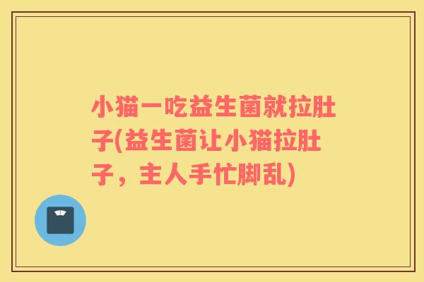小猫一吃益生菌就拉肚子(益生菌让小猫拉肚子，主人手忙脚乱)