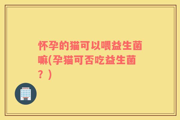 怀孕的猫可以喂益生菌嘛(孕猫可否吃益生菌？)