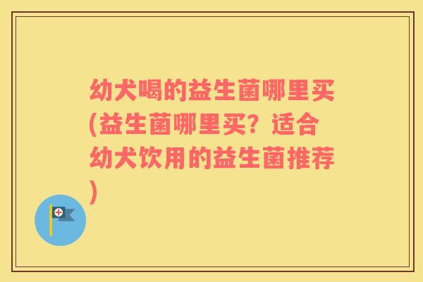 幼犬喝的益生菌哪里买(益生菌哪里买？适合幼犬饮用的益生菌推荐)