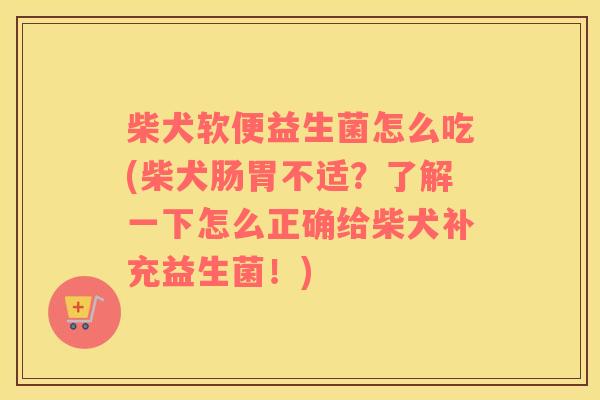 柴犬软便益生菌怎么吃(柴犬肠胃不适？了解一下怎么正确给柴犬补充益生菌！)