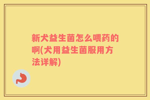 新犬益生菌怎么喂药的啊(犬用益生菌服用方法详解)