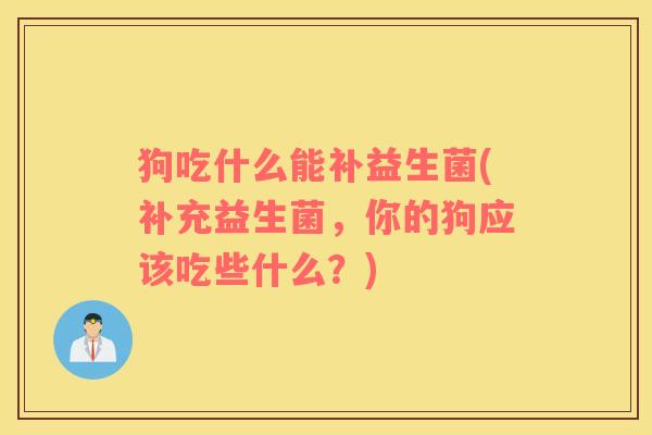 狗吃什么能补益生菌(补充益生菌，你的狗应该吃些什么？)
