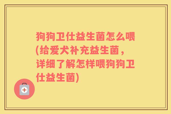 狗狗卫仕益生菌怎么喂(给爱犬补充益生菌，详细了解怎样喂狗狗卫仕益生菌)