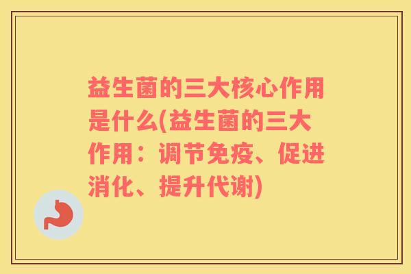 益生菌的三大核心作用是什么(益生菌的三大作用：调节免疫、促进消化、提升代谢)