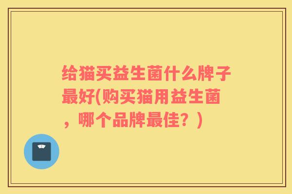 给猫买益生菌什么牌子最好(购买猫用益生菌，哪个品牌最佳？)