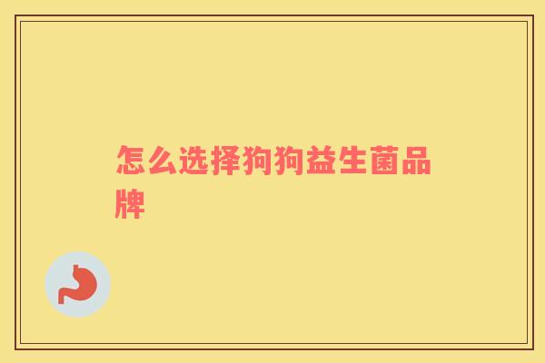 怎么选择狗狗益生菌品牌