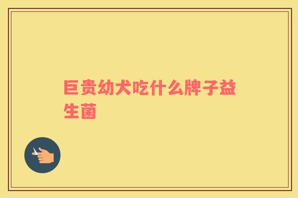 巨贵幼犬吃什么牌子益生菌