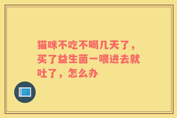 猫咪不吃不喝几天了，买了益生菌一喂进去就吐了，怎么办