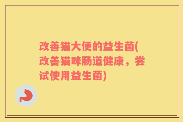 改善猫大便的益生菌(改善猫咪肠道健康，尝试使用益生菌)