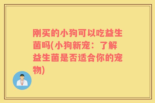 刚买的小狗可以吃益生菌吗(小狗新宠：了解益生菌是否适合你的宠物)
