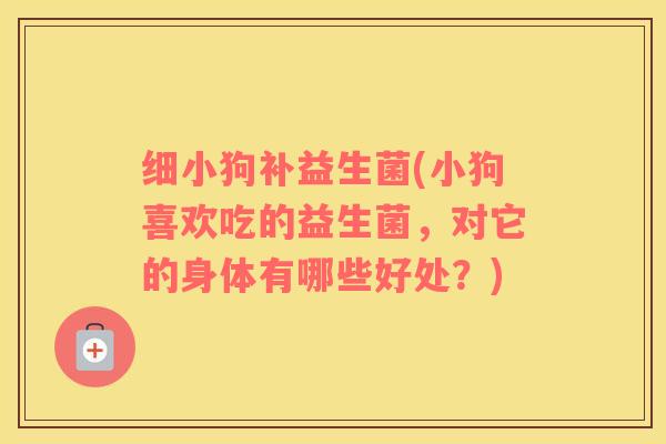 细小狗补益生菌(小狗喜欢吃的益生菌，对它的身体有哪些好处？)